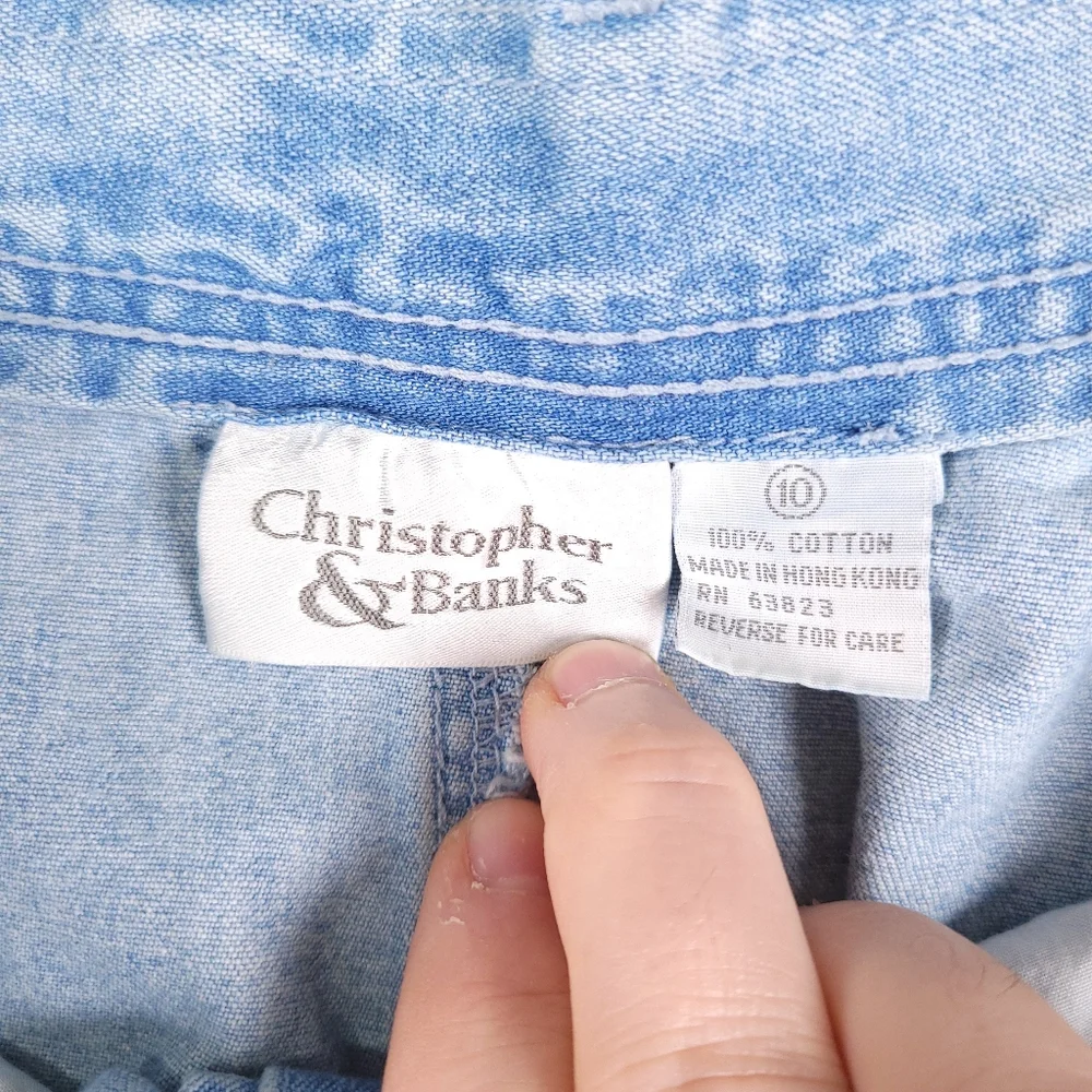Christopher & Banks 100% Cotton Jean Skirt Button Front 10